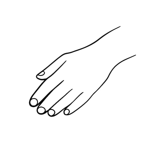 Human hand body part doodle linear cartoon coloring book