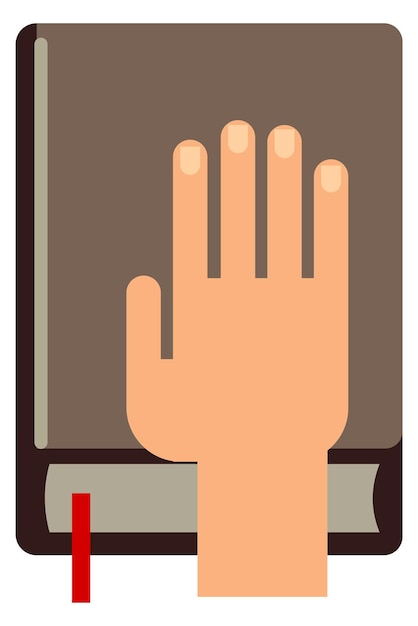 Human hand on closed book Oath symbol