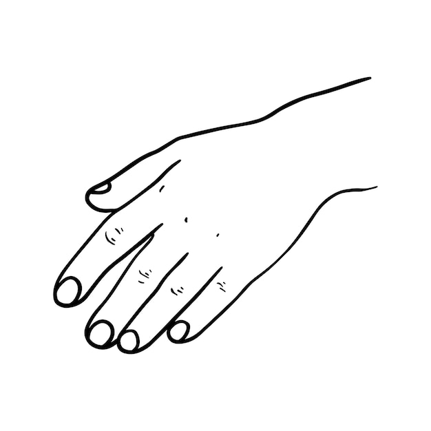 Human hand doodle line cartoon coloring book