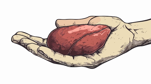 Vector human hand holding liver organ vector illustration