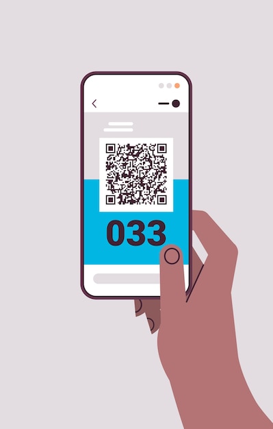 human hand using qr barcode with queue number on smartphone screen electronic queuing system customer service 