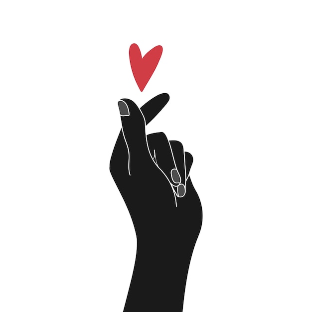 Vector human hand with sign of love and heart