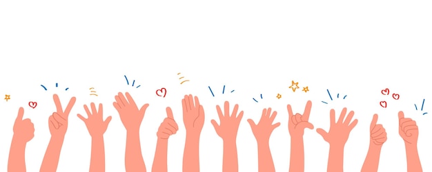 Human hands clapping. applaud hands.   illustration in flat style.