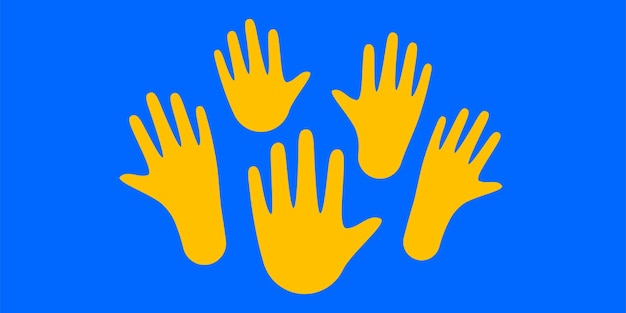 Human hands in Ukrainian flag color