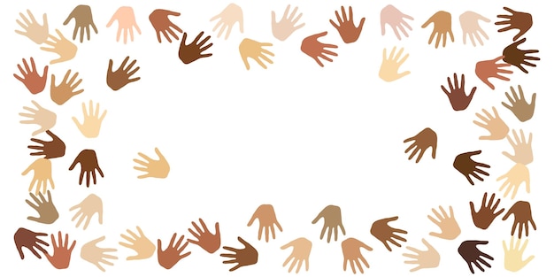 Human hands of various skin tone vector illustration Teamwork c