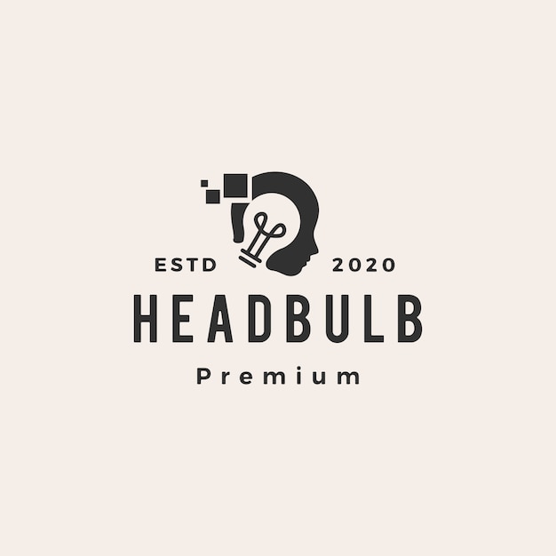 Human head bull pixel hipster vintage logo  icon illustration