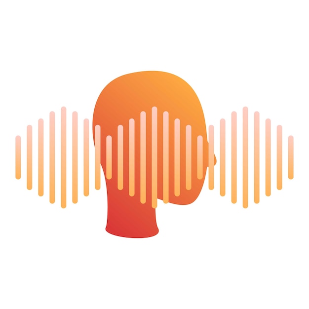 Vector human head silhouette with sound waves