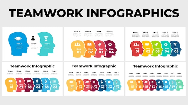 Human heads infographic Group of people Teamwork business Social distance Vector slide template