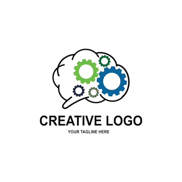 Human intelligence brain logo vector design