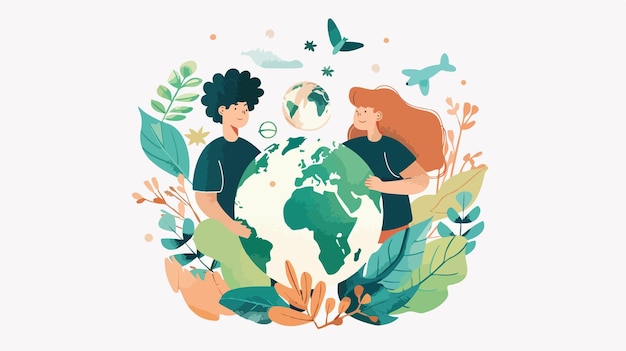 Vector human interaction protects planet ecology conservation