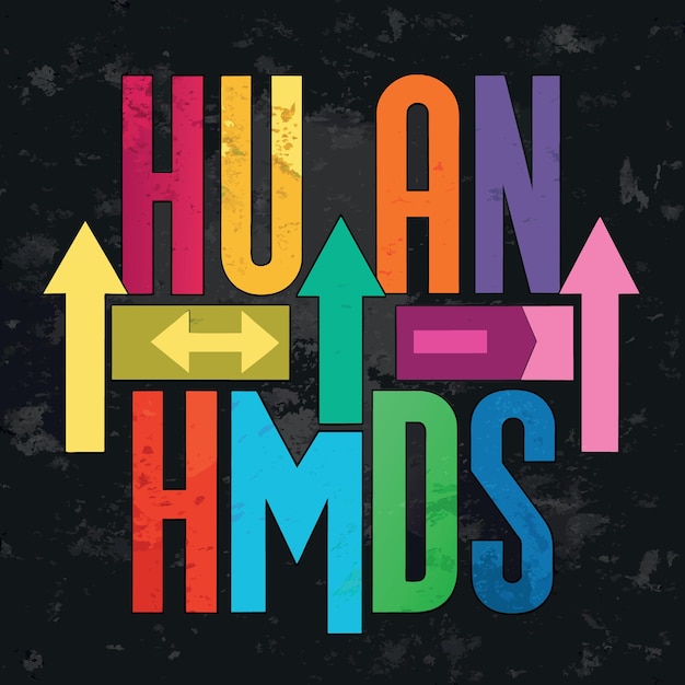 Human jobs replaced by robots awareness concept multiple arrow pointing to colorful alphabets HUMA