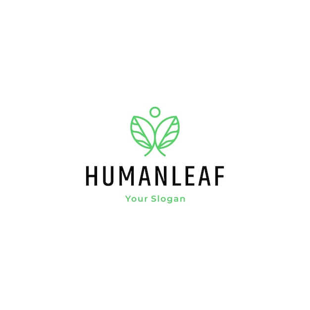 Human leaf logo icon design template