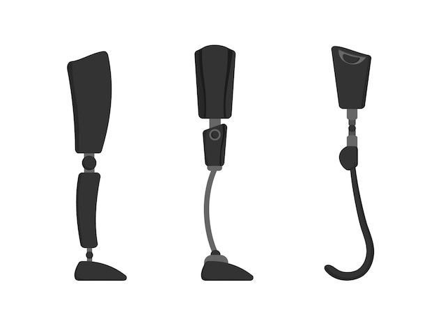 Human leg prostheses set Modern black upper limb replacements