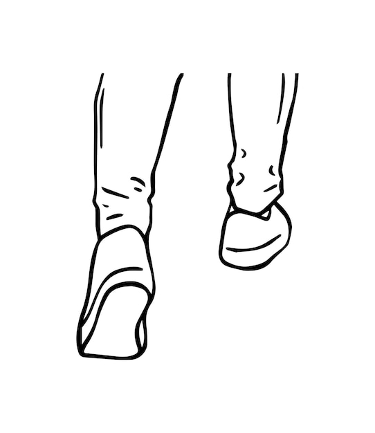 Human legs female male in pants and sneakers clothes shoes doodle linear cartoon coloring