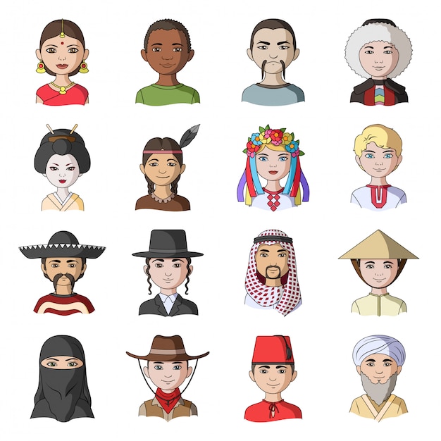 Human race  cartoon set icon.  people avatar  . Isolated cartoon set icon human race .