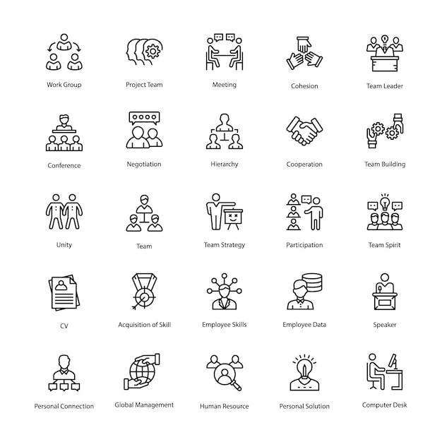 Human Resource Line Vector Icons Set