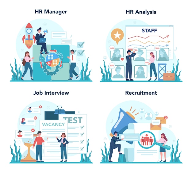 Human resources concept set  in flat design