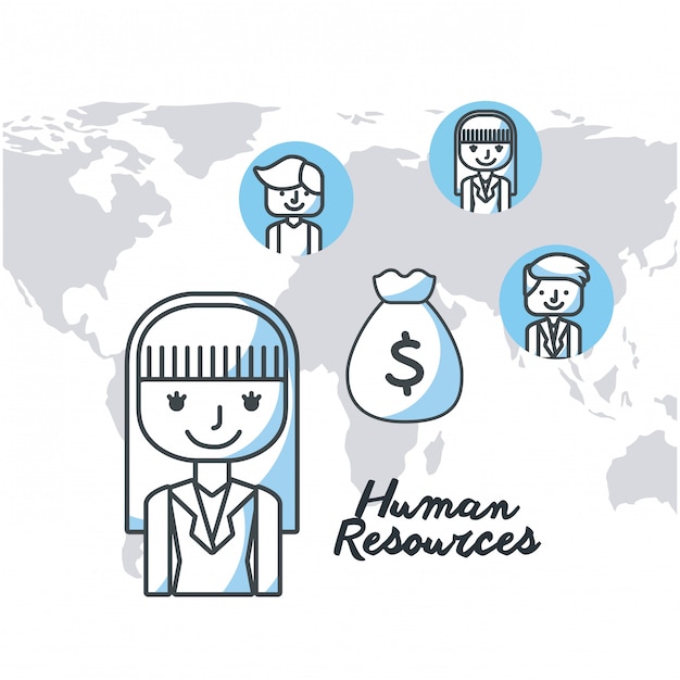 human resources flat line icons