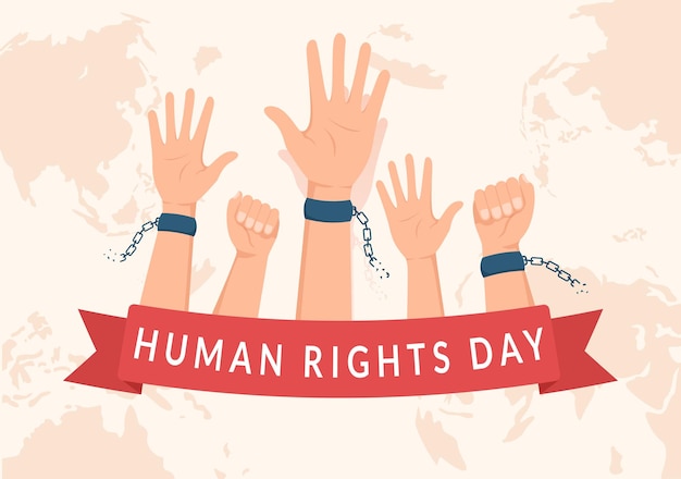 Human Rights Day Template Hand Drawn Flat Cartoon Illustration