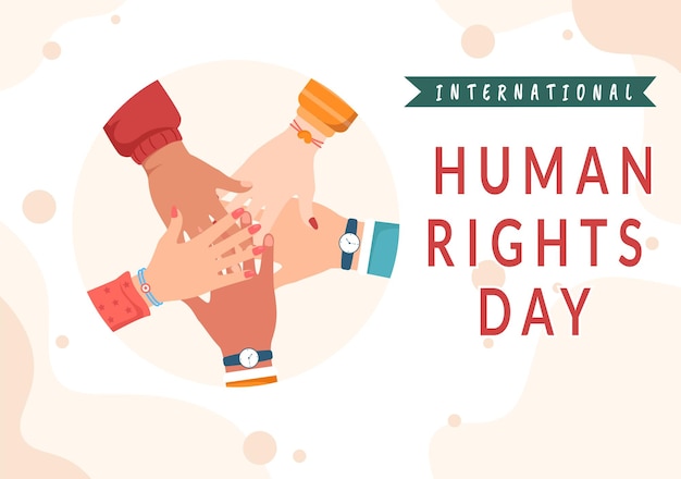 Human Rights Day Template Hand Drawn Flat Cartoon Illustration