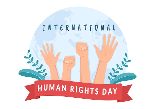 Human Rights Day Template Hand Drawn Flat Cartoon Illustration