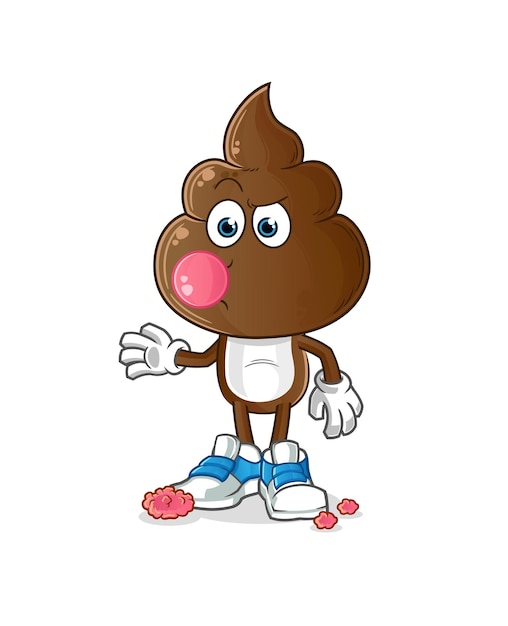 human shit head cartoon chewing gum vector cartoon character