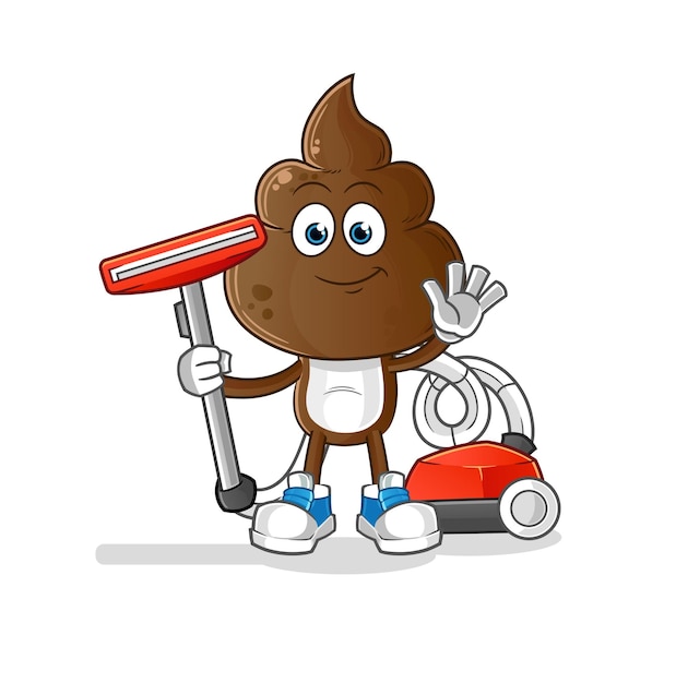 human shit head cartoon clean with a vacuum  character vector