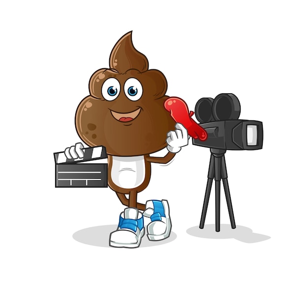 human shit head cartoon director mascot cartoon vector