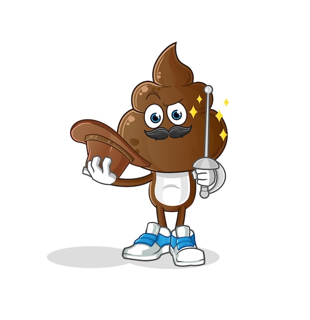 human shit head cartoon fencer character cartoon mascot vector