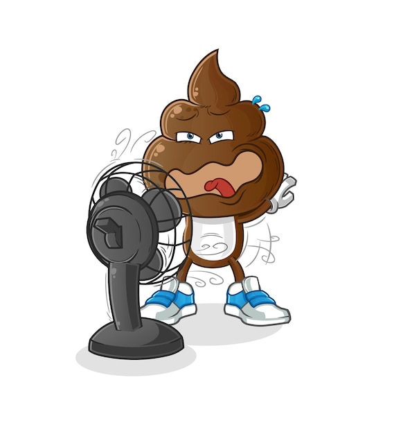 human shit head cartoon in front of the fan character cartoon vector