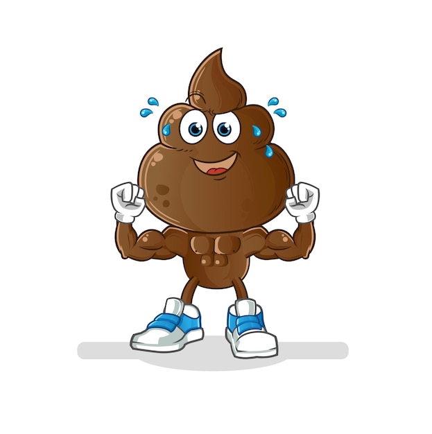 human shit head cartoon muscular cartoon mascot vector