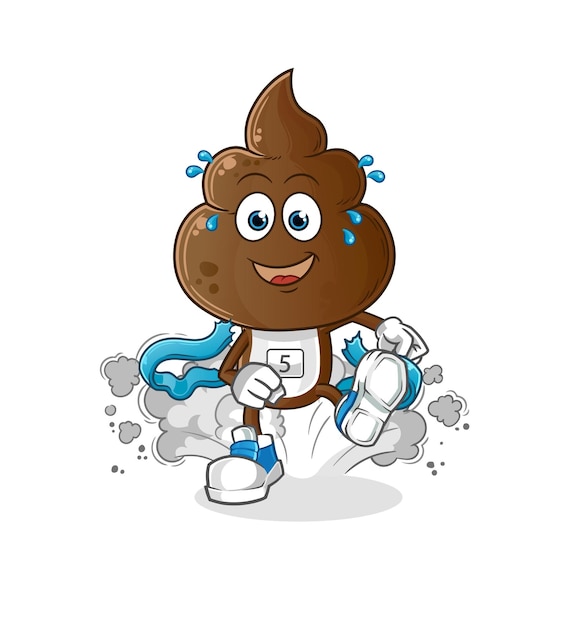 human shit head cartoon runner character cartoon mascot vector