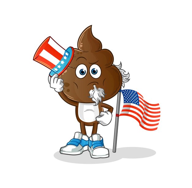 human shit head cartoon uncle sam character cartoon mascot vector