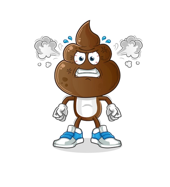 human shit head cartoon very angry mascot cartoon vector