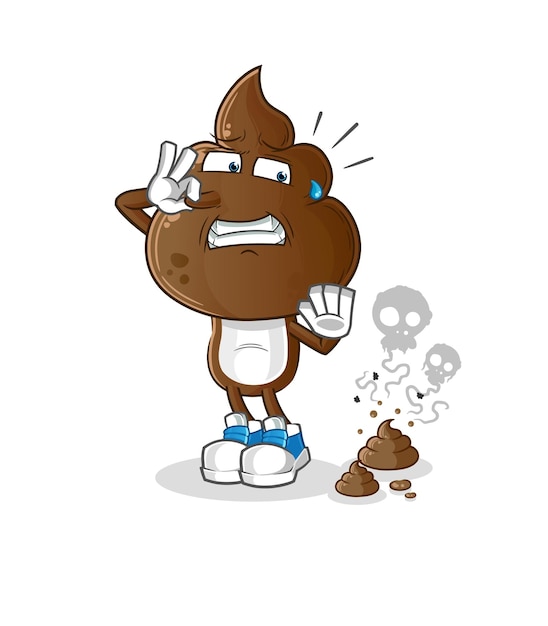 human shit head cartoon with stinky waste illustration character vector