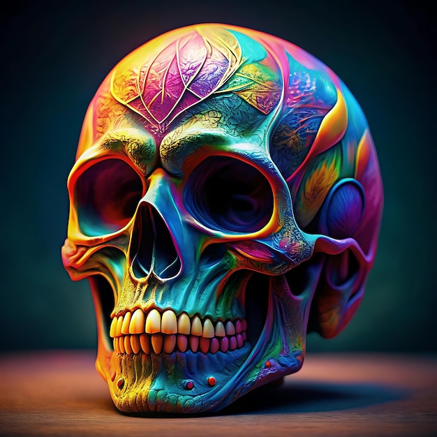 Vector human skull colored with white background