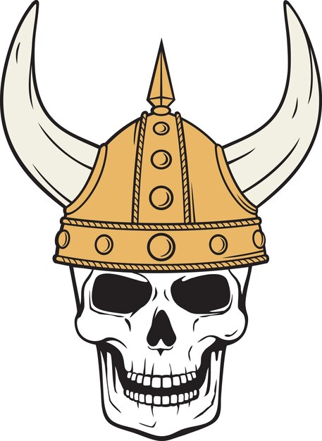 Vector human skull and viking helmet