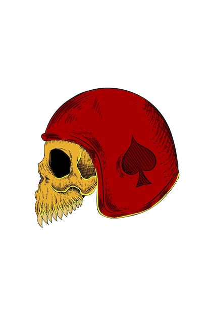 Human skull with helmet vector illustration