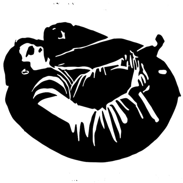 human sleeping vector illustration linocut