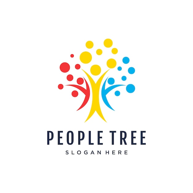 Human tree creative logo design concept template