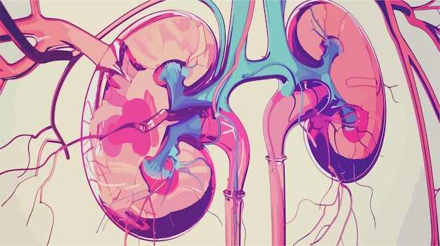 Vector human urinary system kidneys anatomy animation