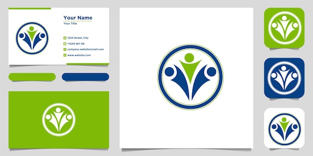 Human vector logo icon illustration symbol Logo design and business card