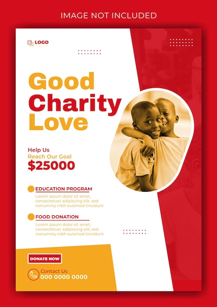 Vector humanitarian charity ads flyer template design