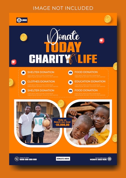 Vector humanitarian charity ads flyer template design