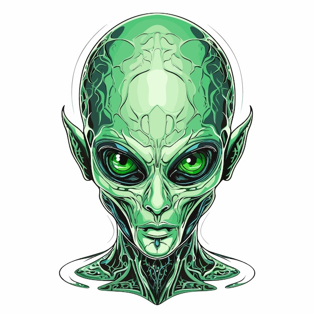 Humanoid alien portrait in vector graphic style Template for tshirt sticker etc