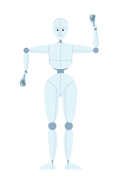 Vector humanoid robot for party semi flat color vector character