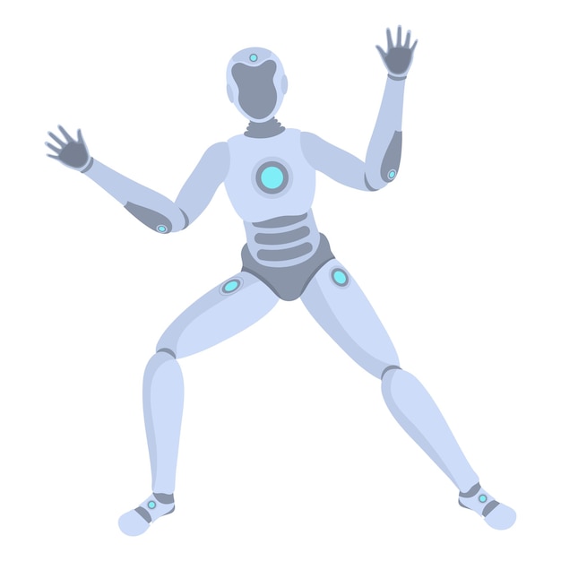 Humanoid Robot Standing On White Background