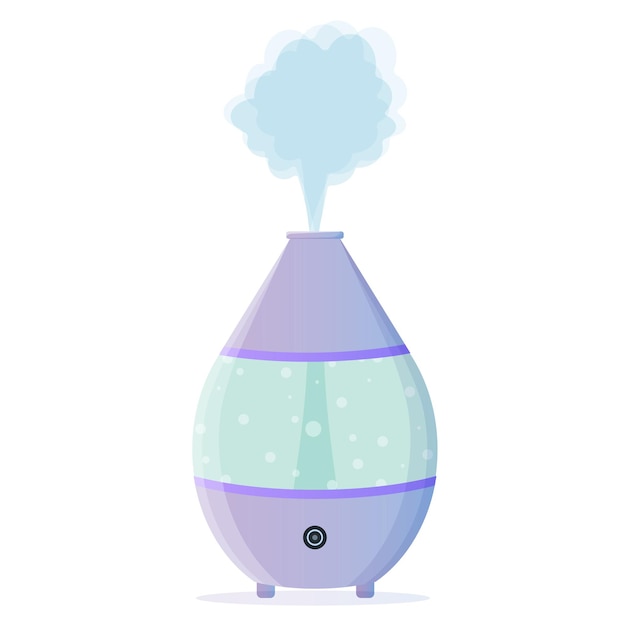 Vector humidifier in cartoon style equipment for home and officedevice for cleaning and moistening