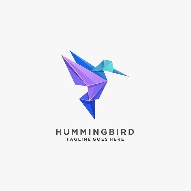 Humming Bird Fly Origami Colorful Logo.