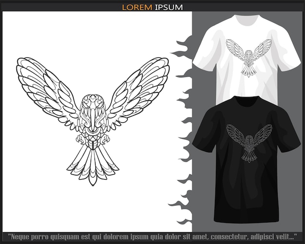 Humming bird mandala arts isolated on black and white t shirt